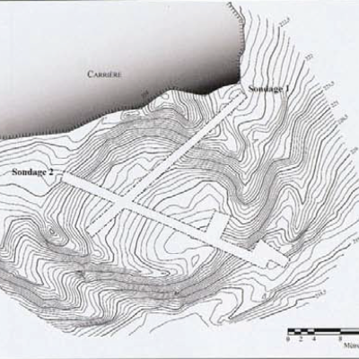 Brignolec, position sondages sur relevé topographique, B. Leroy